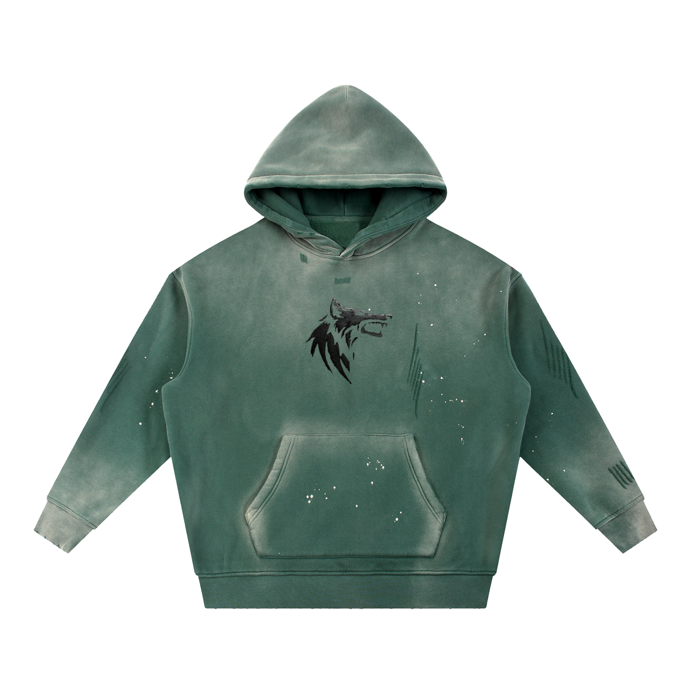 Vintage Washed Frayed Fleece Hoodie