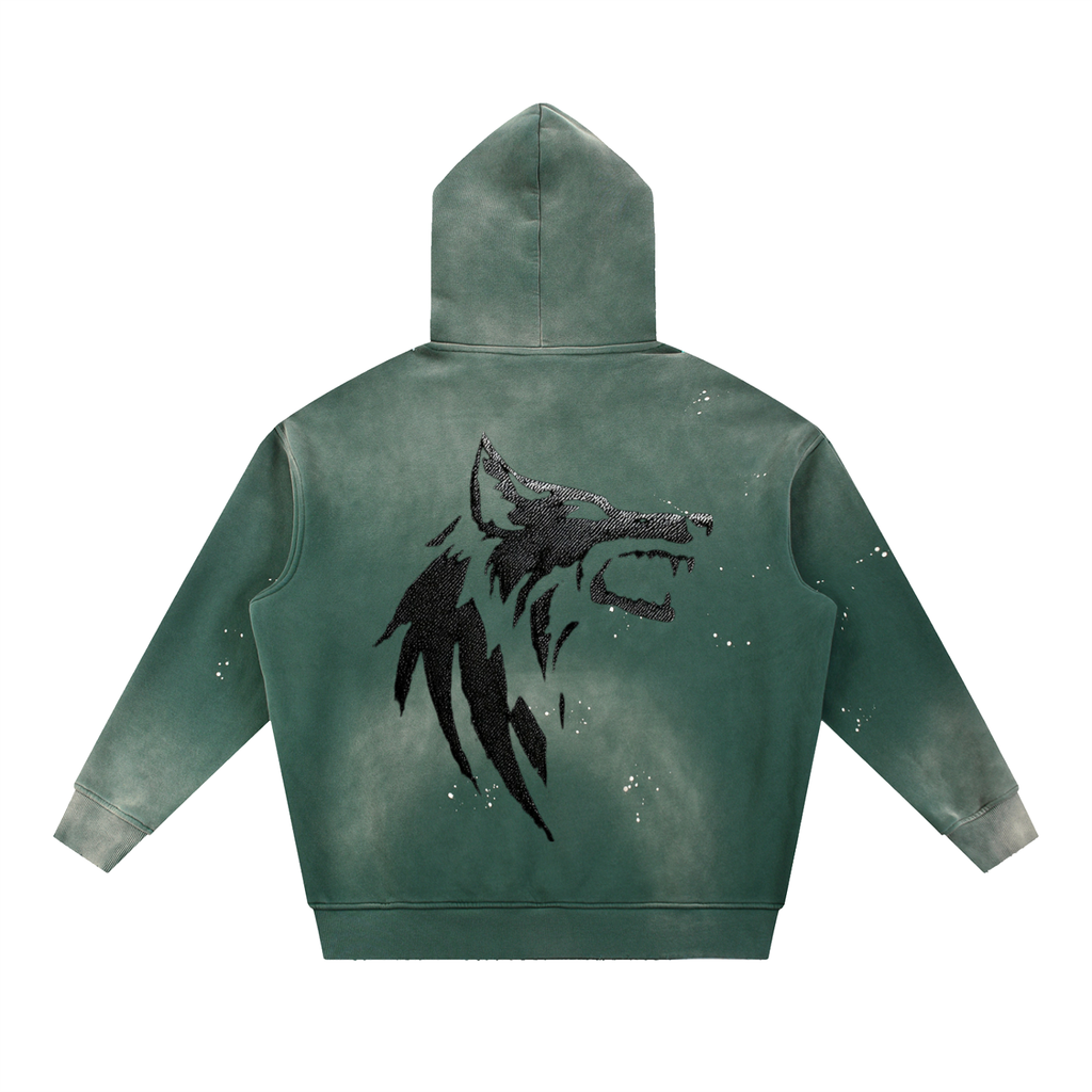 Vintage Washed Frayed Fleece Hoodie