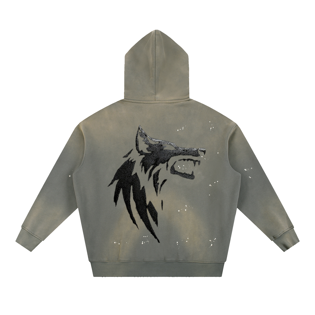 Vintage Washed Frayed Fleece Hoodie